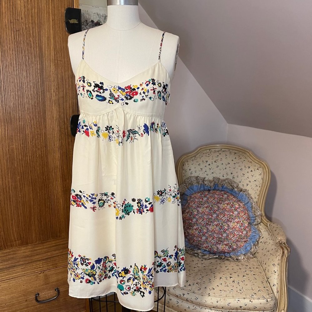 Derek Lam silk two piece dress and blouse in cream and color floral sz 2